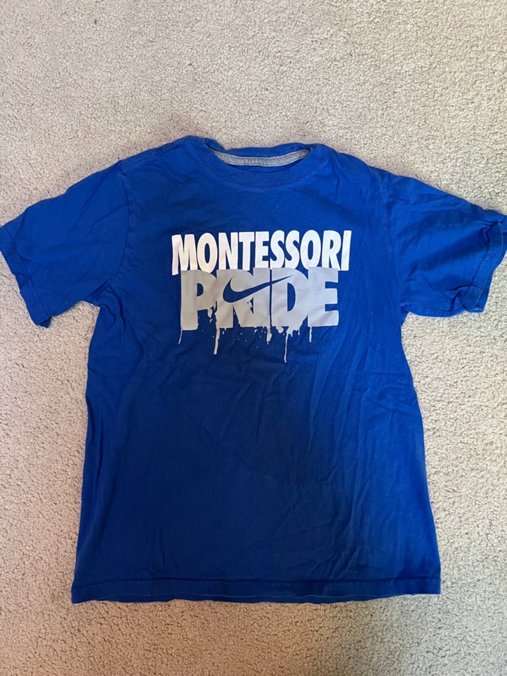 Nike Blue Montessori Pride Short Sleeve Tee
